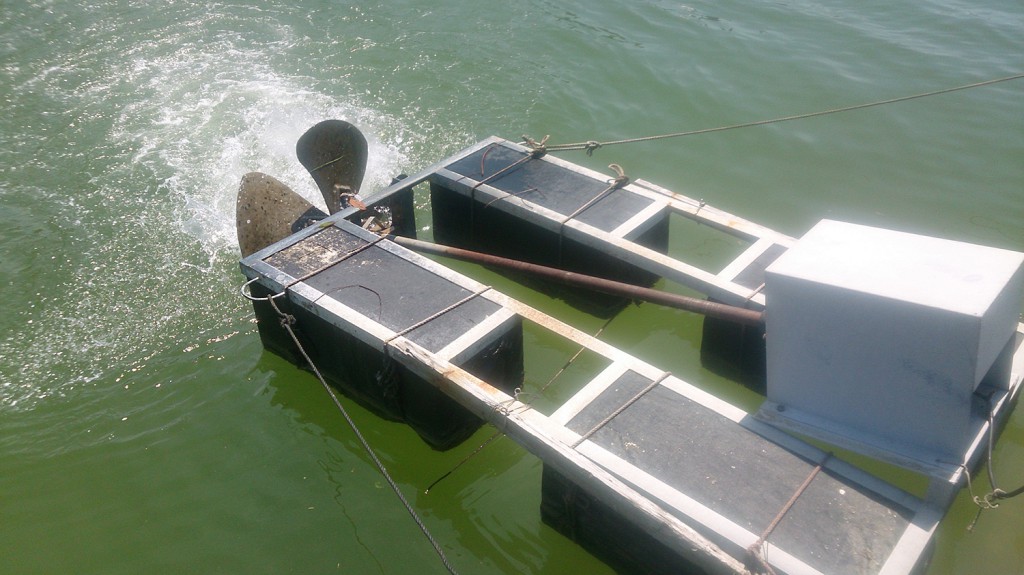 海老養殖池の水車